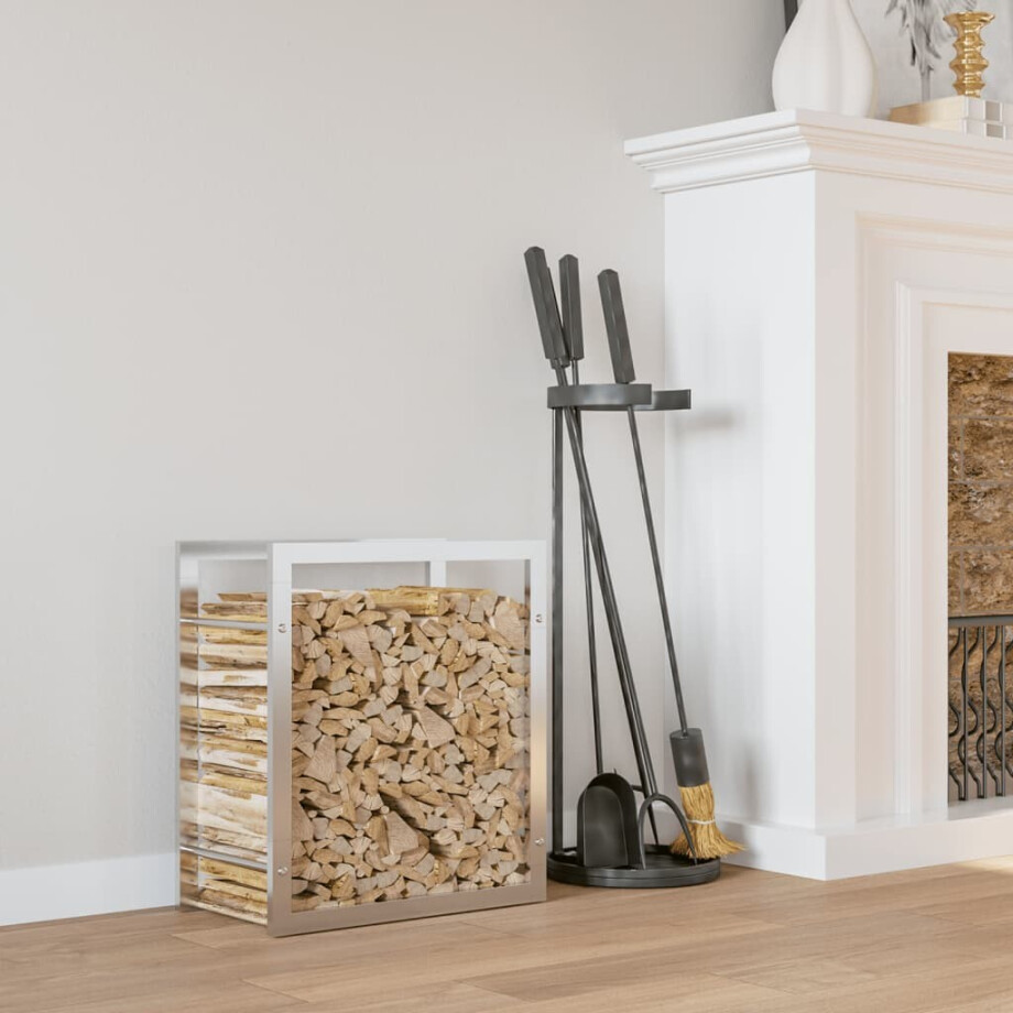vidaXL Haardhoutrek 50x28x56 cm roestvrij staal afbeelding 1