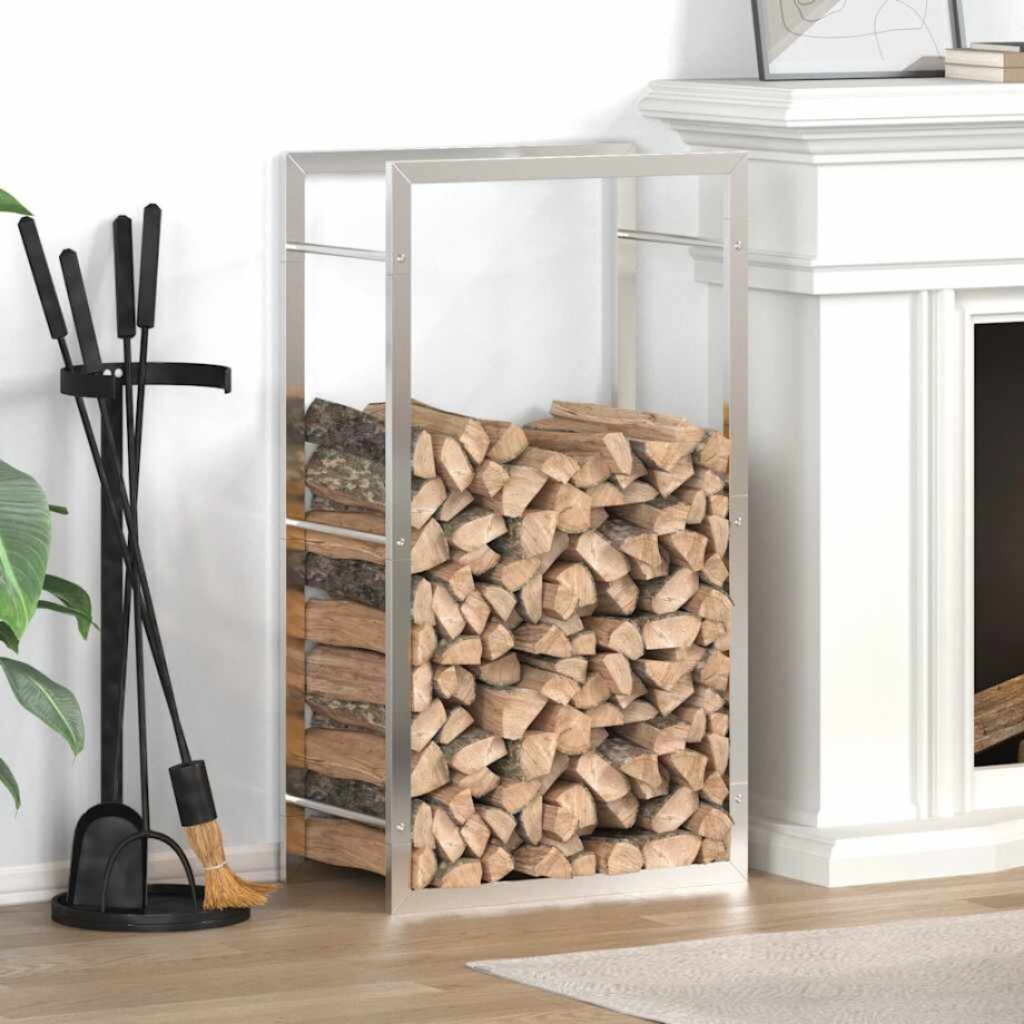 vidaXL Haardhoutrek 50x28x94 cm roestvrij staal afbeelding 1