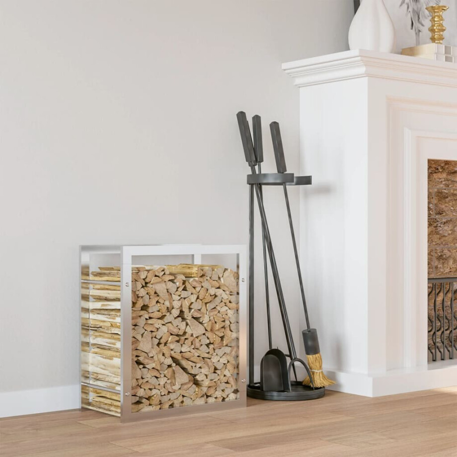 vidaXL Haardhoutrek 80x28x86 cm roestvrij staal afbeelding 1