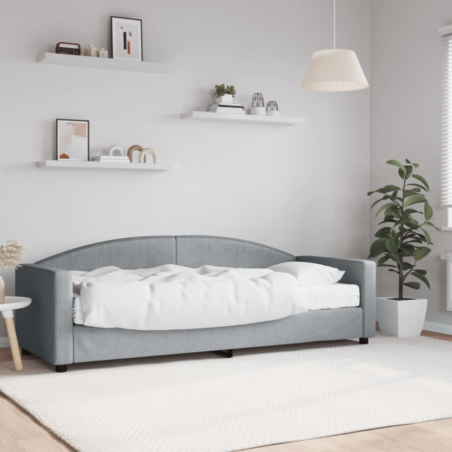 vidaXL Slaapbank met matras 80x200 cm stof lichtgrijs afbeelding 1