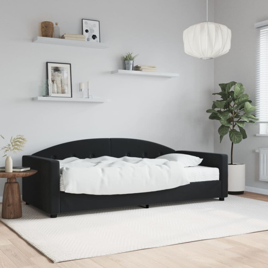 vidaXL Slaapbank met matras 90x190 cm fluweel zwart afbeelding 1