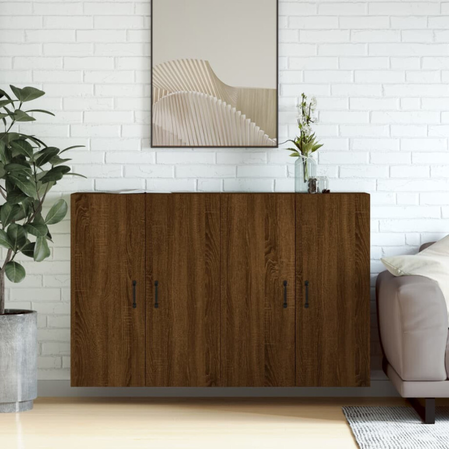 vidaXL Hangkasten 2 st bewerkt hout bruin eikenkleur afbeelding 1