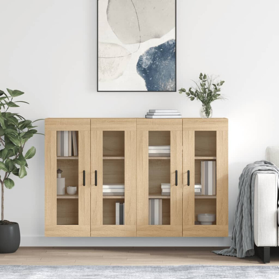 vidaXL Hangkasten 2 st bewerkt hout sonoma eikenkleurig vidaXL Hangkasten 2 st bewerkt hout sonoma eikenkleurig afbeelding 1
