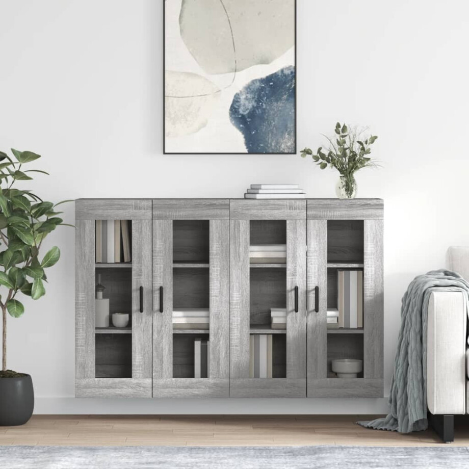 vidaXL Hangkasten 2 st bewerkt hout grijs sonoma eikenkleurig afbeelding 1