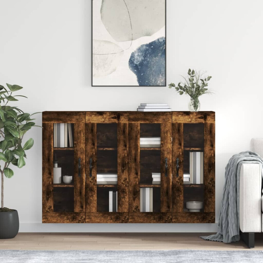 vidaXL Hangkasten 2 st bewerkt hout gerookt eikenkleurig afbeelding 1