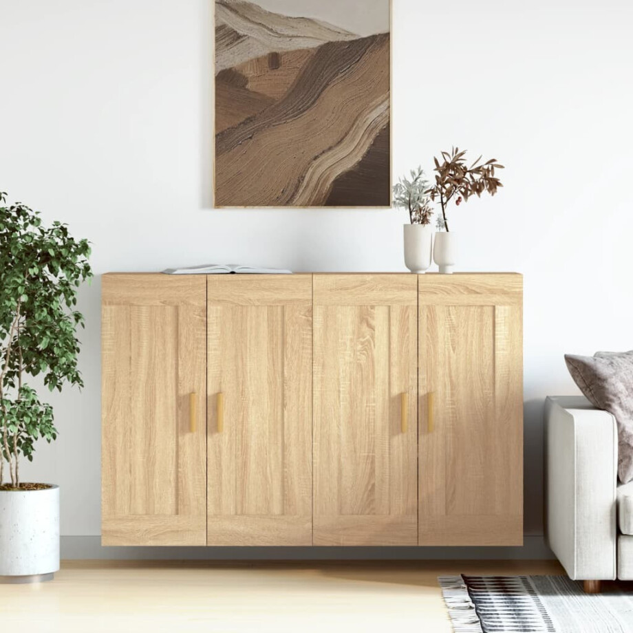 vidaXL Hangkasten 2 st bewerkt hout sonoma eikenkleurig vidaXL Hangkasten 2 st bewerkt hout sonoma eikenkleurig afbeelding 1
