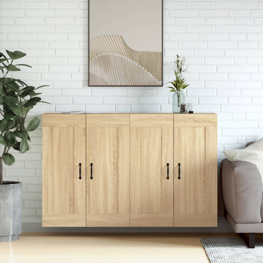 vidaXL Hangkasten 2 st bewerkt hout sonoma eikenkleurig afbeelding 1