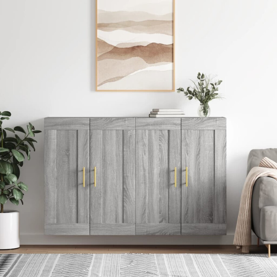 vidaXL Hangkasten 2 st bewerkt hout grijs sonoma eikenkleurig afbeelding 1