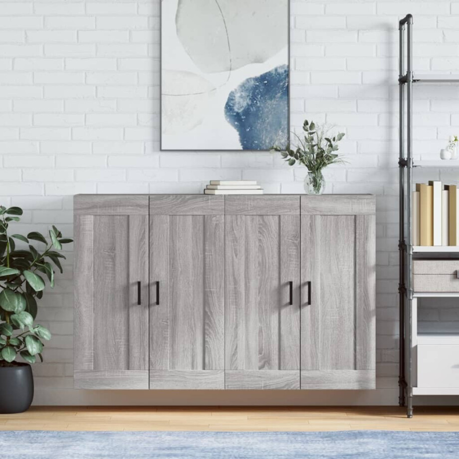 vidaXL Hangkasten 2 st bewerkt hout grijs sonoma eikenkleurig afbeelding 1