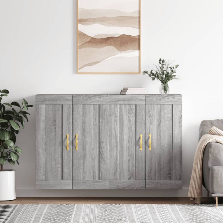 vidaXL Hangkasten 2 st bewerkt hout grijs sonoma eikenkleurig afbeelding 1