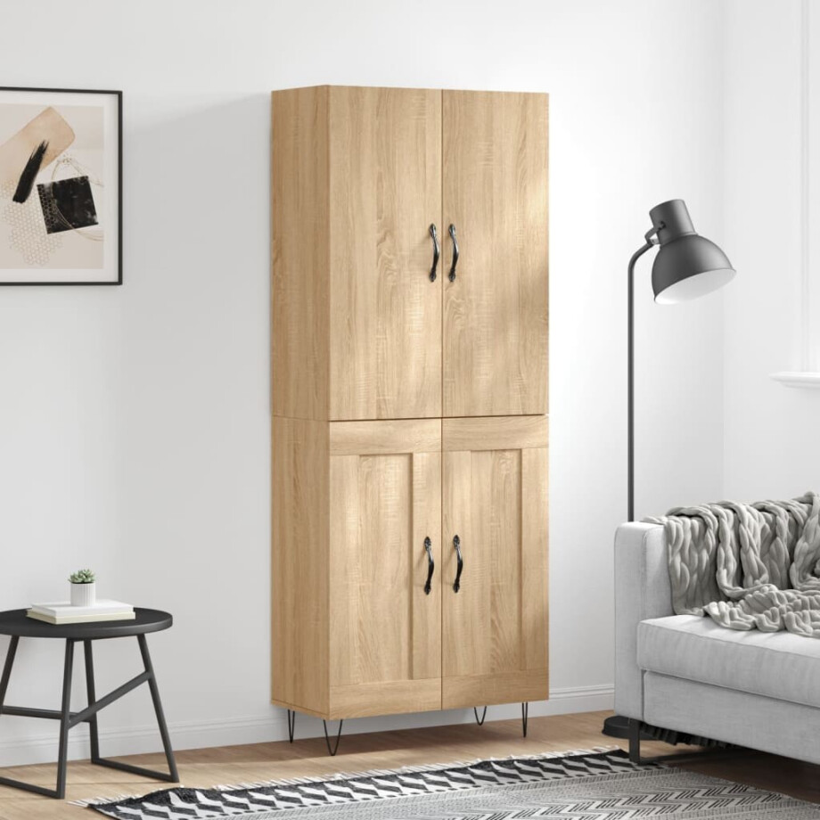 vidaXL Hoge kast 69,5x34x180 cm bewerkt hout sonoma eikenkleurig afbeelding 1