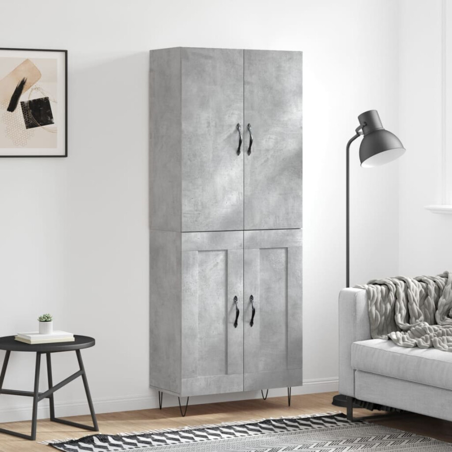 vidaXL Hoge kast 69,5x34x180 cm bewerkt hout betongrijs vidaXL Hoge kast 69,5x34x180 cm bewerkt hout betongrijs afbeelding 1