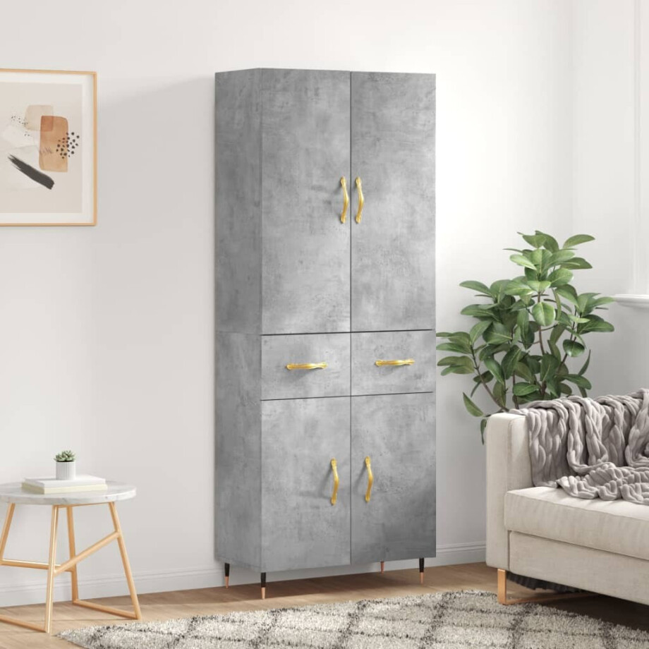 vidaXL Hoge kast 69,5x34x180 cm bewerkt hout betongrijs vidaXL Hoge kast 69,5x34x180 cm bewerkt hout betongrijs afbeelding 1