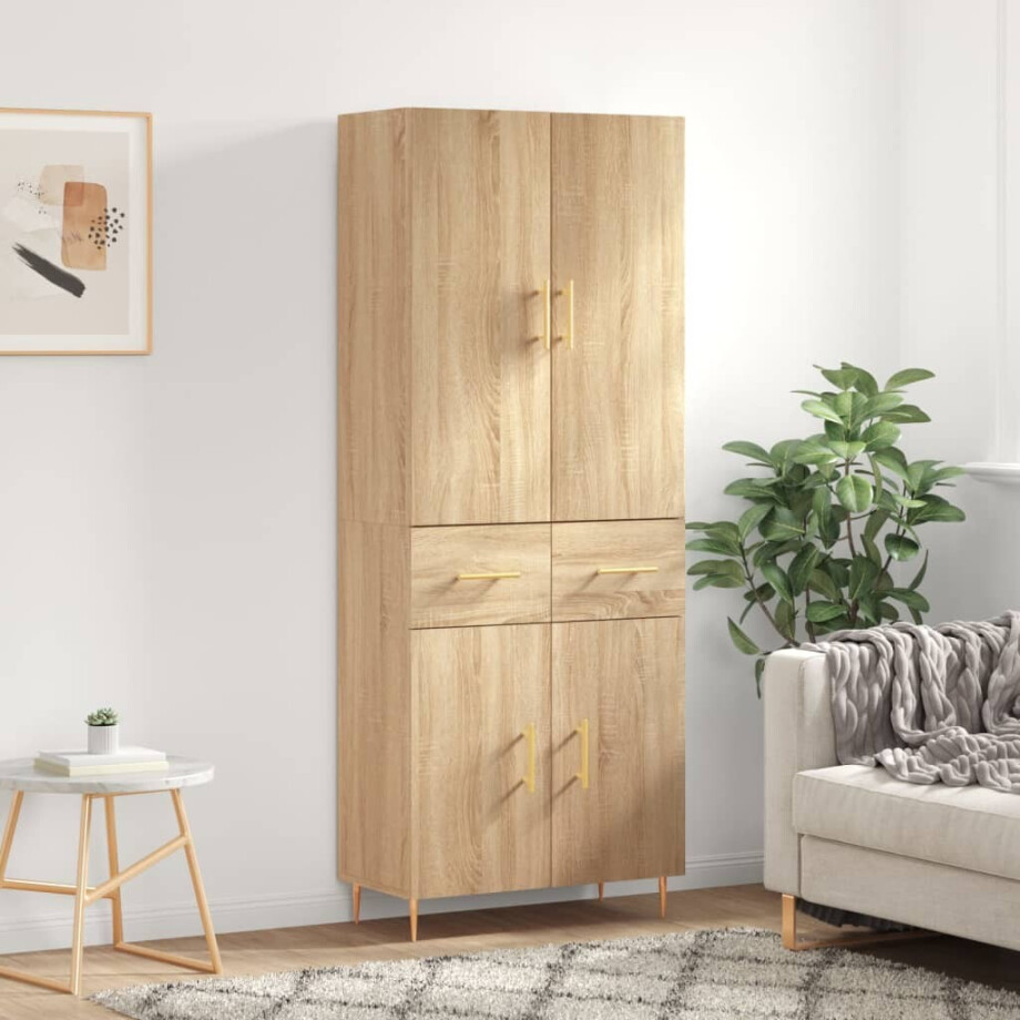vidaXL Hoge kast 69,5x34x180 cm bewerkt hout sonoma eikenkleurig afbeelding 1