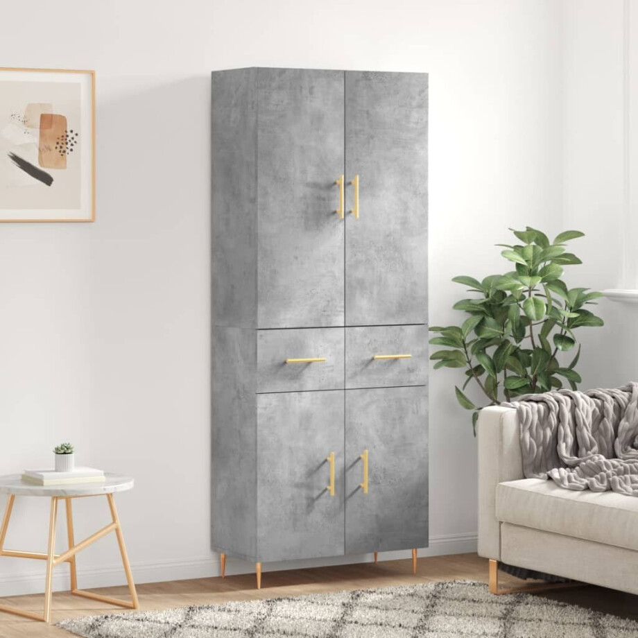 vidaXL Hoge kast 69,5x34x180 cm bewerkt hout betongrijs vidaXL Hoge kast 69,5x34x180 cm bewerkt hout betongrijs afbeelding 1