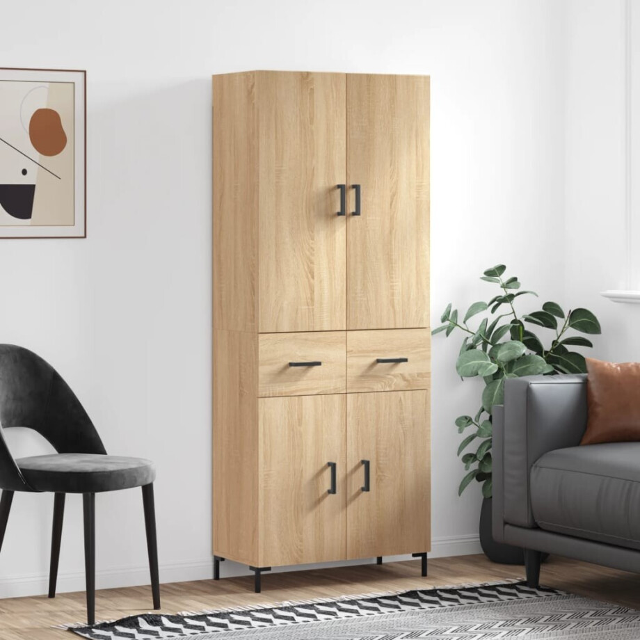 vidaXL Hoge kast 69,5x34x180 cm bewerkt hout sonoma eikenkleurig afbeelding 1