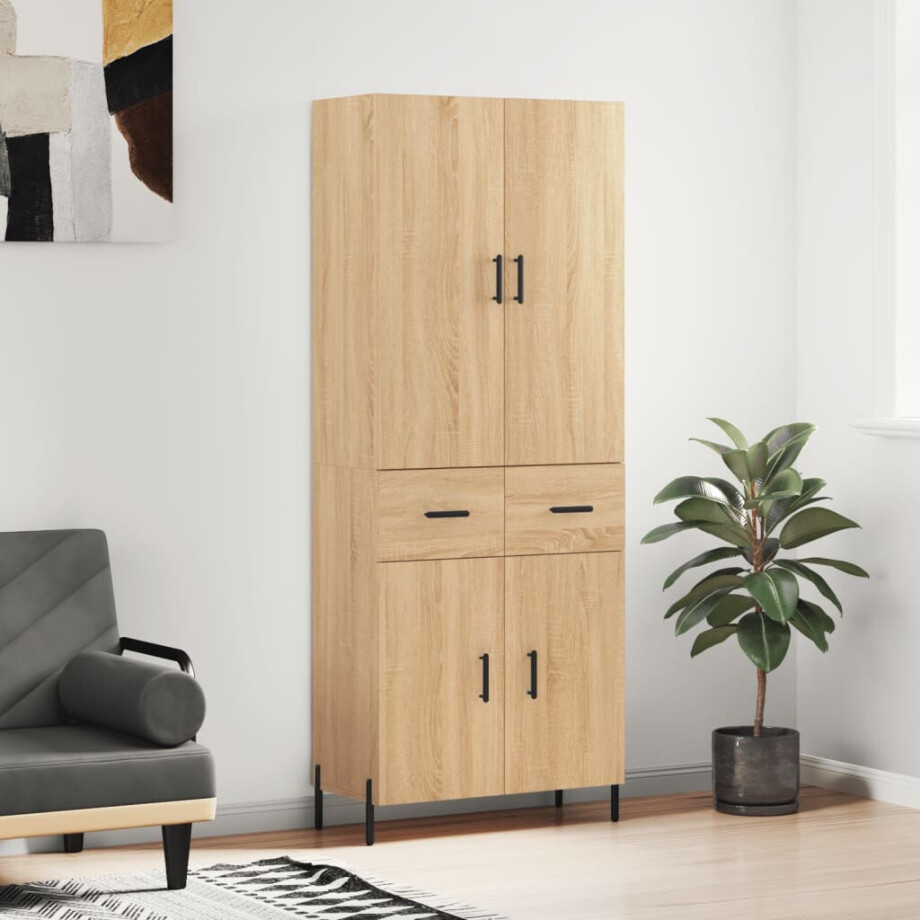 vidaXL Hoge kast 69,5x34x180 cm bewerkt hout sonoma eikenkleurig afbeelding 1