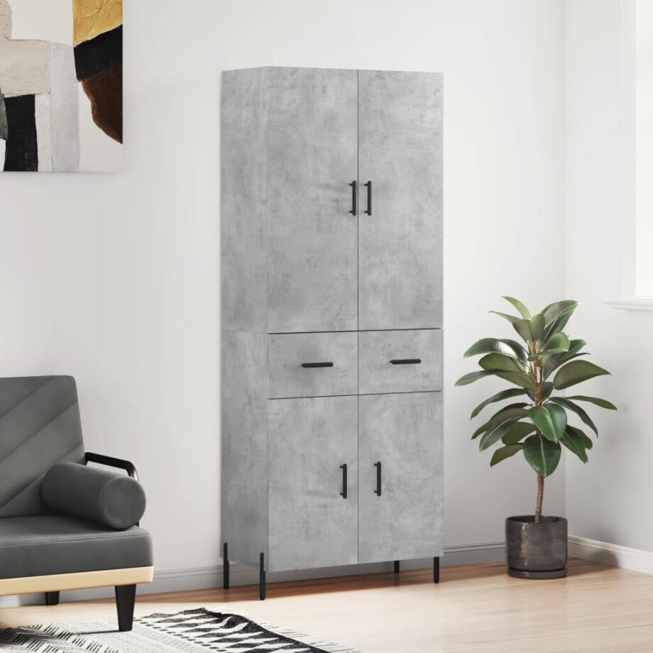 vidaXL Hoge kast 69,5x34x180 cm bewerkt hout betongrijs vidaXL Hoge kast 69,5x34x180 cm bewerkt hout betongrijs afbeelding 1