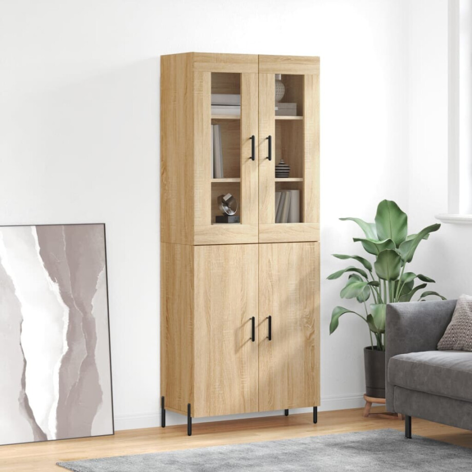 vidaXL Hoge kast 69,5x34x180 cm bewerkt hout sonoma eikenkleurig afbeelding 1