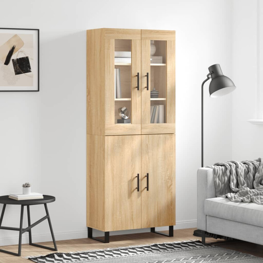 vidaXL Hoge kast 69,5x34x180 cm bewerkt hout sonoma eikenkleurig afbeelding 1