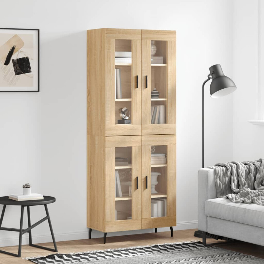 vidaXL Hoge kast 69,5x34x180 cm bewerkt hout sonoma eikenkleurig afbeelding 1