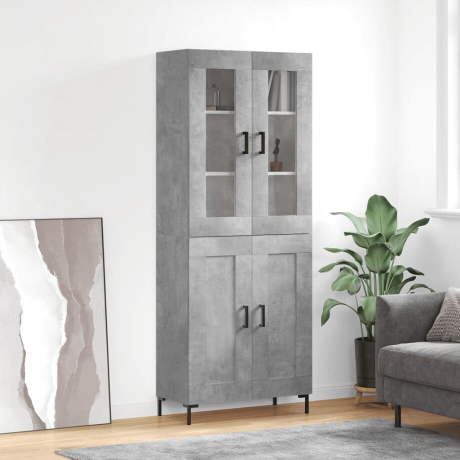 vidaXL Hoge kast 69,5x34x180 cm bewerkt hout betongrijs vidaXL Hoge kast 69,5x34x180 cm bewerkt hout betongrijs afbeelding 1