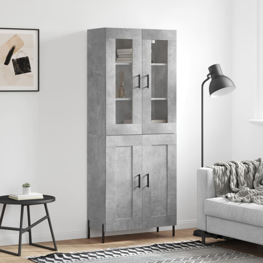 vidaXL Hoge kast 69,5x34x180 cm bewerkt hout betongrijs vidaXL Hoge kast 69,5x34x180 cm bewerkt hout betongrijs afbeelding 1
