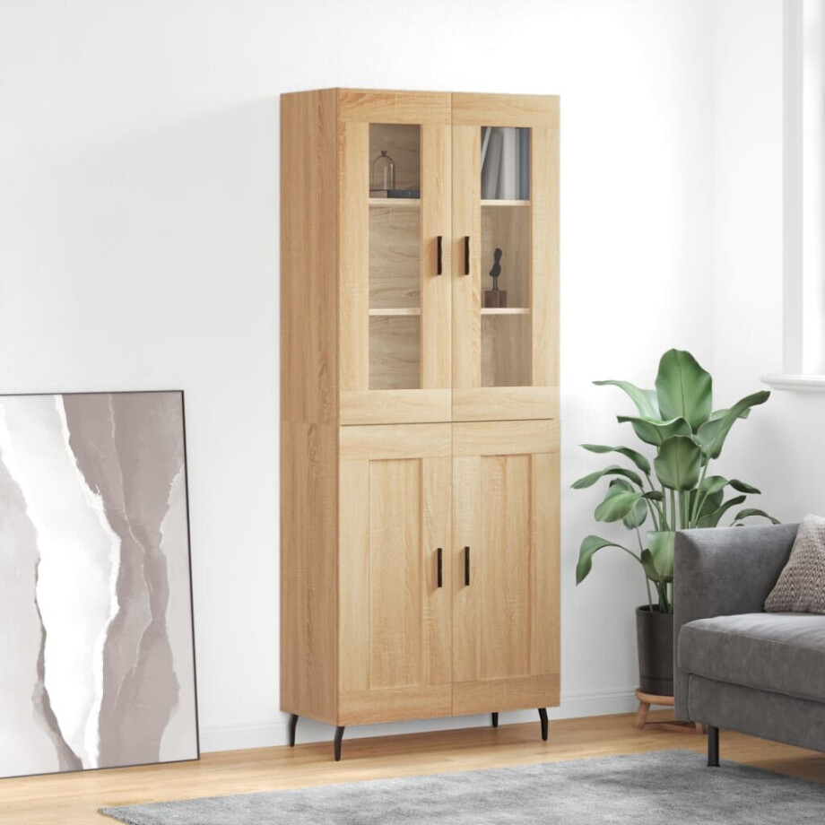 vidaXL Hoge kast 69,5x34x180 cm bewerkt hout sonoma eikenkleurig afbeelding 1