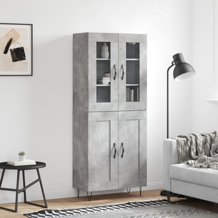 vidaXL Hoge kast 69,5x34x180 cm bewerkt hout betongrijs vidaXL Hoge kast 69,5x34x180 cm bewerkt hout betongrijs afbeelding 1