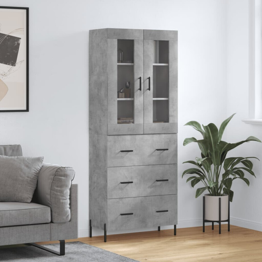 vidaXL Hoge kast 69,5x34x180 cm bewerkt hout betongrijs vidaXL Hoge kast 69,5x34x180 cm bewerkt hout betongrijs afbeelding 1
