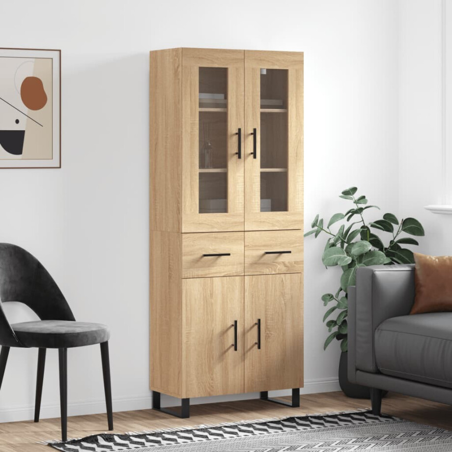vidaXL Hoge kast 69,5x34x180 cm bewerkt hout sonoma eikenkleurig vidaXL Hoge kast 69,5x34x180 cm bewerkt hout sonoma eikenkleurig afbeelding 1