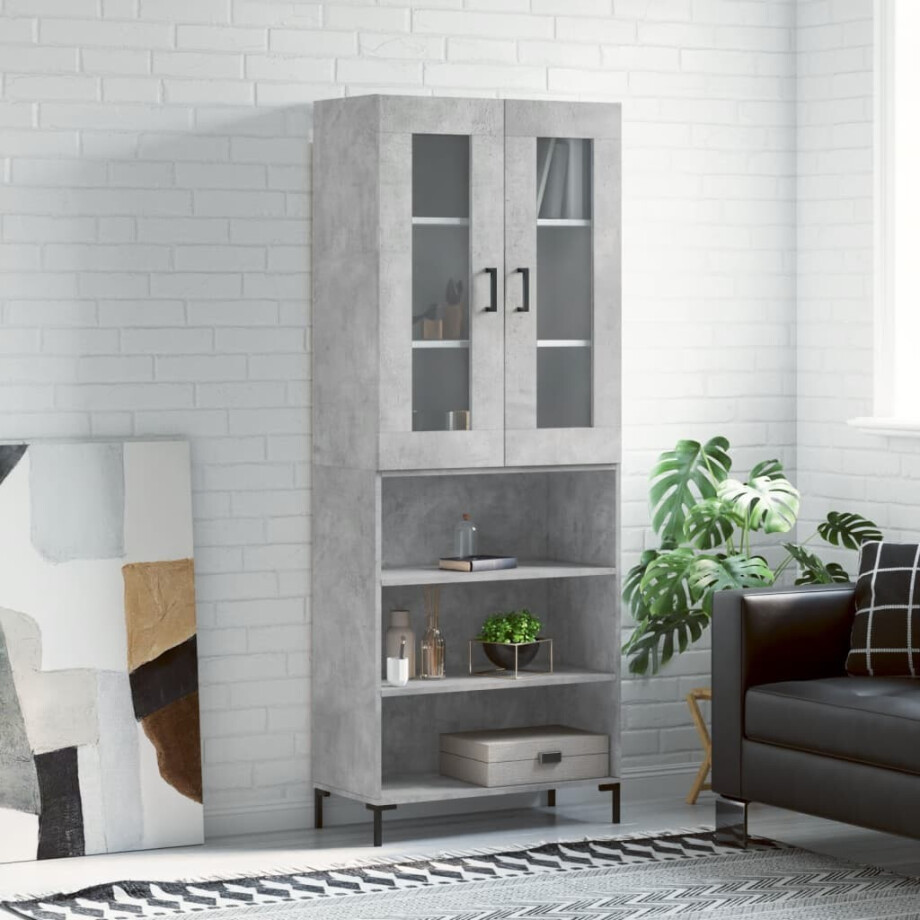 vidaXL Hoge kast 69,5x34x180 cm bewerkt hout betongrijs vidaXL Hoge kast 69,5x34x180 cm bewerkt hout betongrijs afbeelding 1