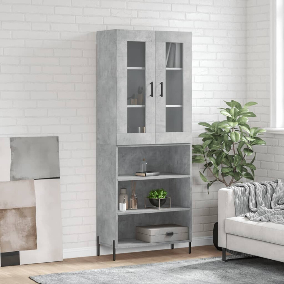 vidaXL Hoge kast 69,5x34x180 cm bewerkt hout betongrijs vidaXL Hoge kast 69,5x34x180 cm bewerkt hout betongrijs afbeelding 1