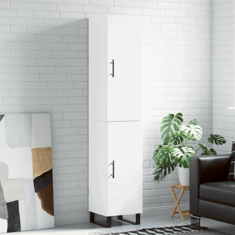 vidaXL Hoge kast 34,5x34x180 cm bewerkt hout wit vidaXL Hoge kast 34,5x34x180 cm bewerkt hout wit afbeelding 1