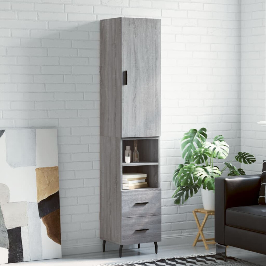 vidaXL Hoge kast 34,5x34x180 cm bewerkt hout grijs sonoma eikenkleurig vidaXL Hoge kast 34,5x34x180 cm bewerkt hout grijs sonoma eikenkleurig afbeelding 1