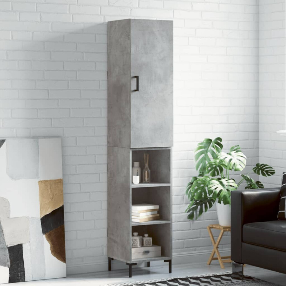 vidaXL Hoge kast 34,5x34x180 cm bewerkt hout betongrijs afbeelding 1