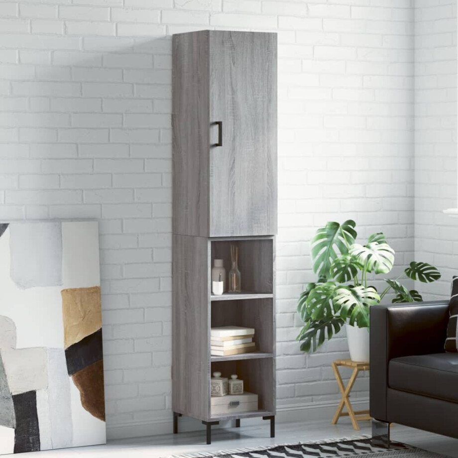 vidaXL Hoge kast 34,5x34x180 cm bewerkt hout grijs sonoma eikenkleurig vidaXL Hoge kast 34,5x34x180 cm bewerkt hout grijs sonoma eikenkleurig afbeelding 1