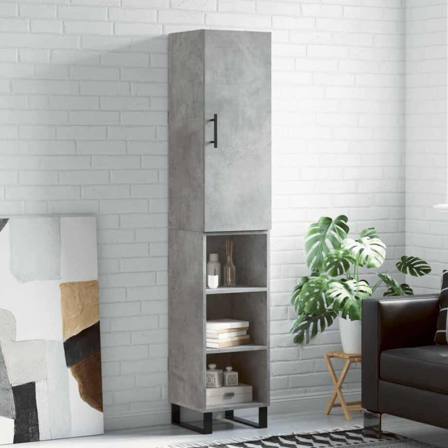 vidaXL Hoge kast 34,5x34x180 cm bewerkt hout betongrijs afbeelding 1