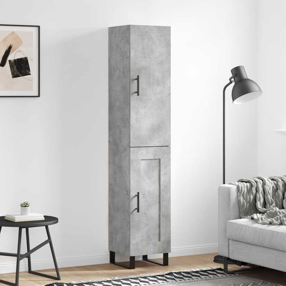 vidaXL Hoge kast 34,5x34x180 cm bewerkt hout betongrijs vidaXL Hoge kast 34,5x34x180 cm bewerkt hout betongrijs afbeelding 1