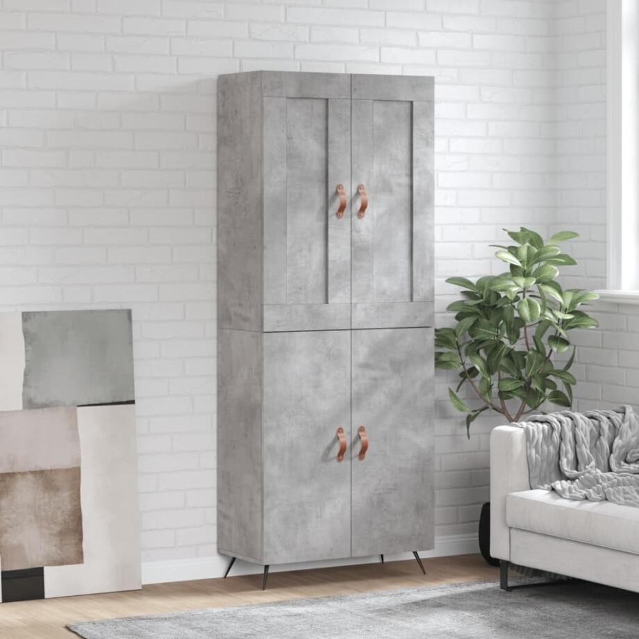 vidaXL Hoge kast 69,5x34x180 cm bewerkt hout betongrijs vidaXL Hoge kast 69,5x34x180 cm bewerkt hout betongrijs afbeelding 1