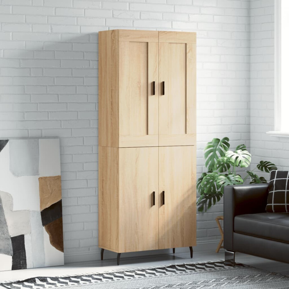 vidaXL Hoge kast 69,5x34x180 cm bewerkt hout sonoma eikenkleurig afbeelding 1