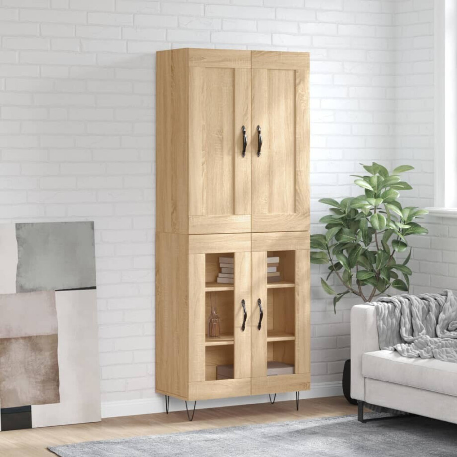 vidaXL Hoge kast 69,5x34x180 cm bewerkt hout sonoma eikenkleurig vidaXL Hoge kast 69,5x34x180 cm bewerkt hout sonoma eikenkleurig afbeelding 1
