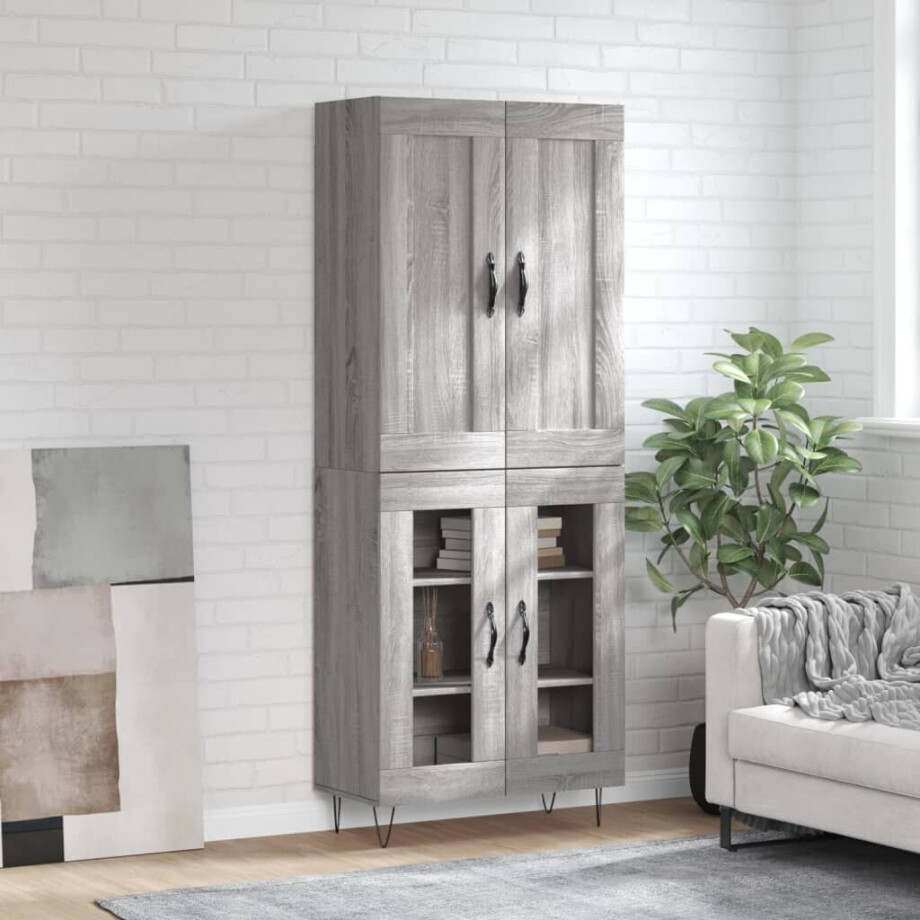 vidaXL Hoge kast 69,5x34x180 cm bewerkt hout grijs sonoma eikenkleurig vidaXL Hoge kast 69,5x34x180 cm bewerkt hout grijs sonoma eikenkleurig afbeelding 1