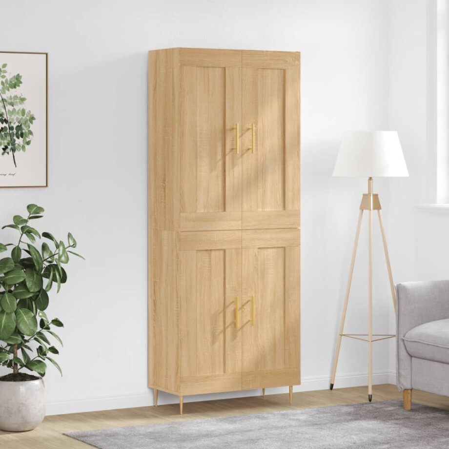 vidaXL Hoge kast 69,5x34x180 cm bewerkt hout sonoma eikenkleurig afbeelding 1