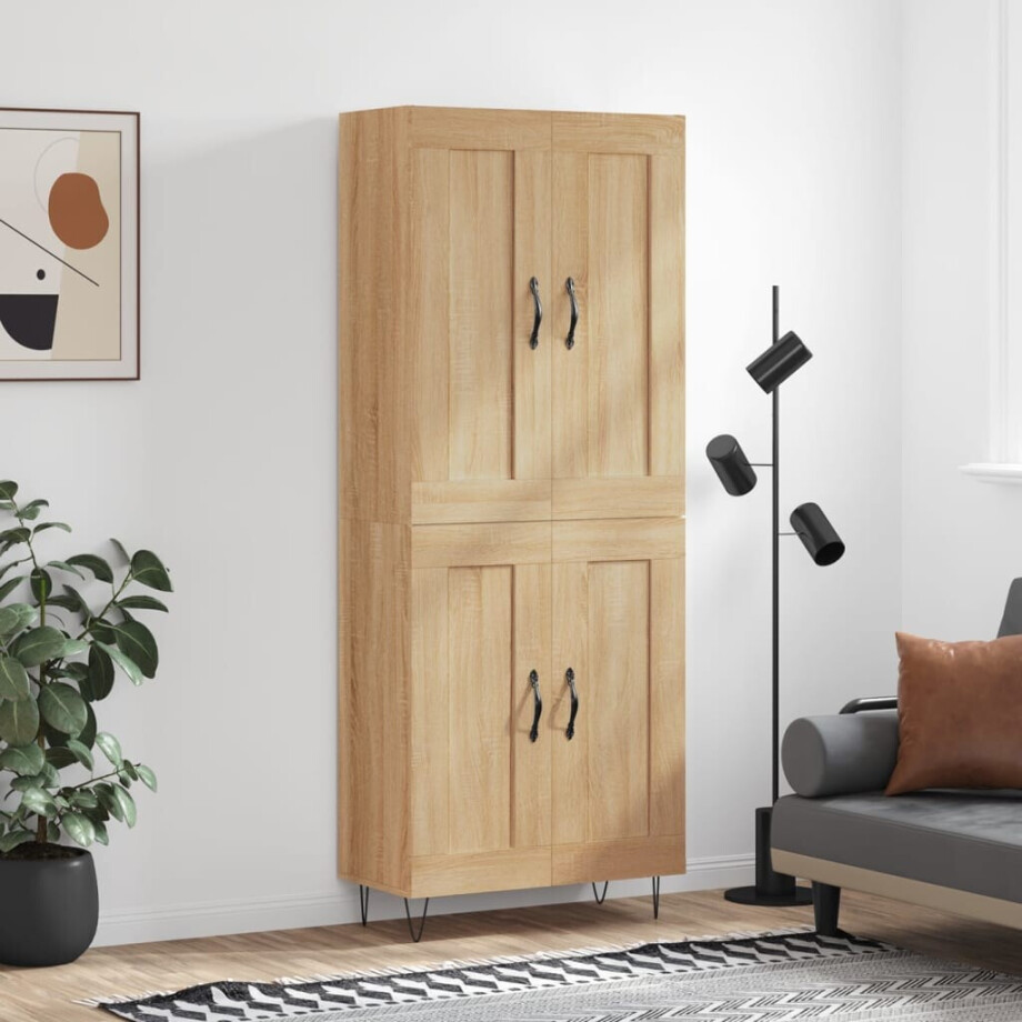 vidaXL Hoge kast 69,5x34x180 cm bewerkt hout sonoma eikenkleurig afbeelding 1