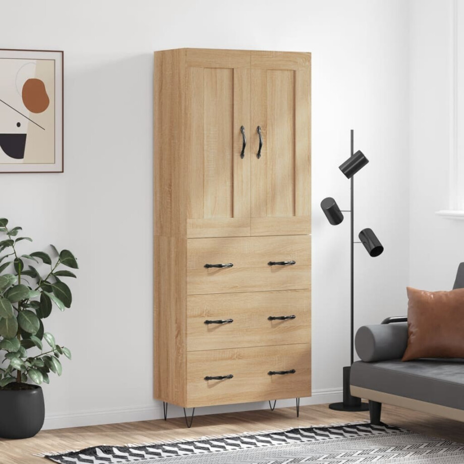 vidaXL Hoge kast 69,5x34x180 cm bewerkt hout sonoma eikenkleurig vidaXL Hoge kast 69,5x34x180 cm bewerkt hout sonoma eikenkleurig afbeelding 1