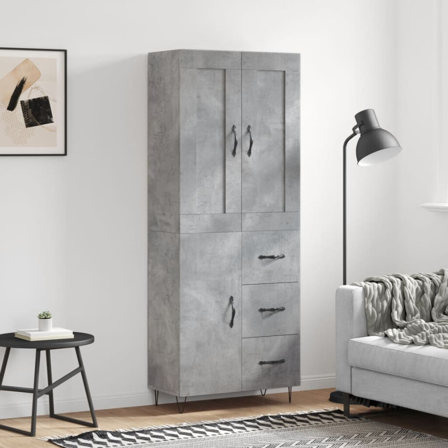 vidaXL Hoge kast 69,5x34x180 cm bewerkt hout betongrijs vidaXL Hoge kast 69,5x34x180 cm bewerkt hout betongrijs afbeelding 1