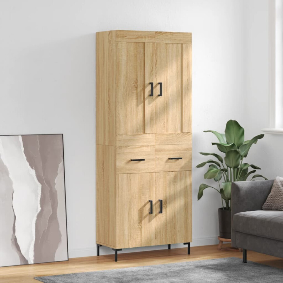 vidaXL Hoge kast 69,5x34x180 cm bewerkt hout sonoma eikenkleurig afbeelding 1
