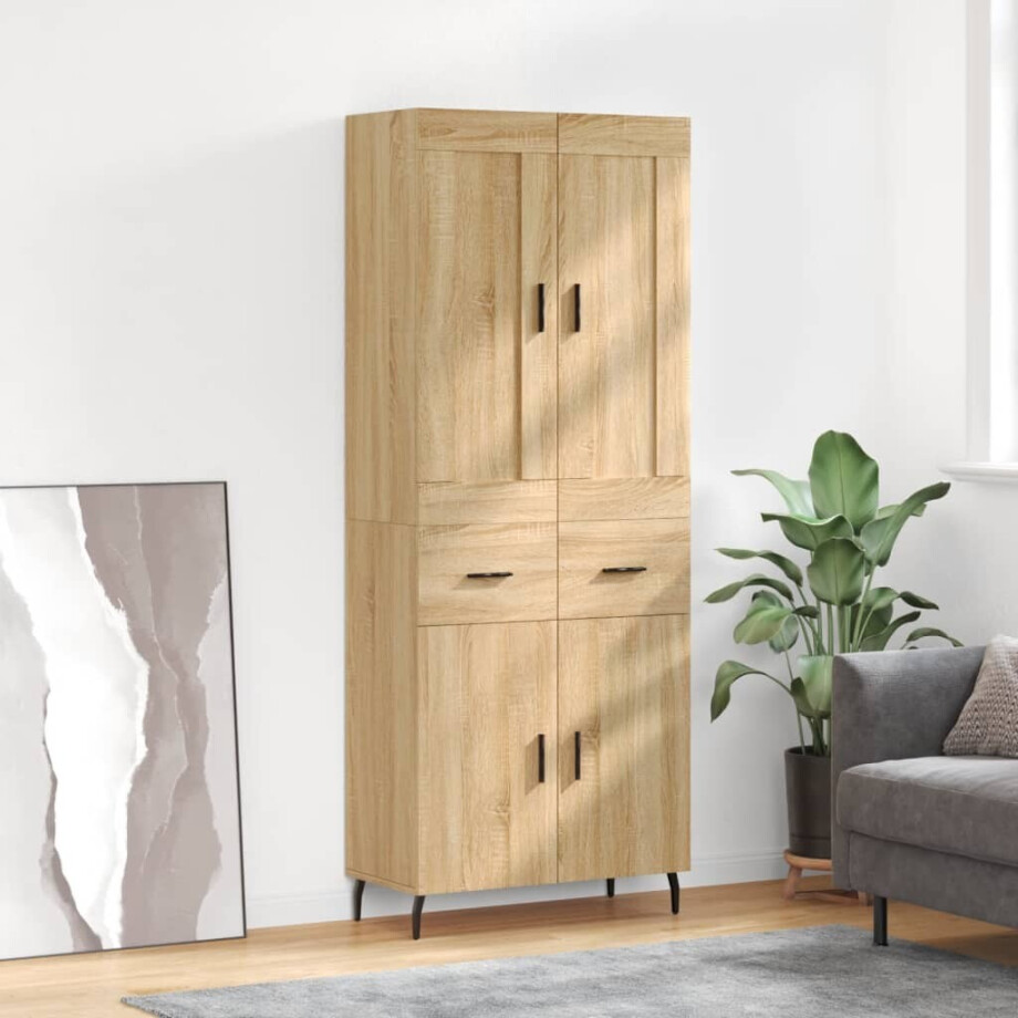 vidaXL Hoge kast 69,5x34x180 cm bewerkt hout sonoma eikenkleurig afbeelding 1
