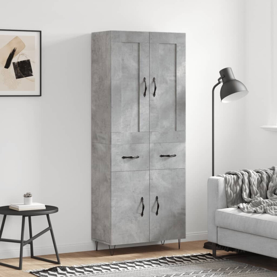 vidaXL Hoge kast 69,5x34x180 cm bewerkt hout betongrijs vidaXL Hoge kast 69,5x34x180 cm bewerkt hout betongrijs afbeelding 1